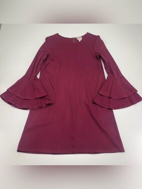 Love…Ady Burgundy Bell Sleeve Shift Dress Large Boho Romantic Boutique
